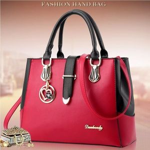 Elegant Red and Black Satchel